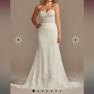 Galina Signature lace sheer beaded bodice wedding dress size 8